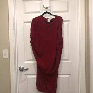 Oversized red sweater dress